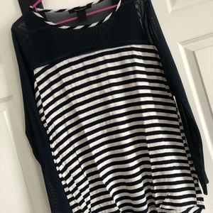 Stripped blue and white blouse w/ mesh arms